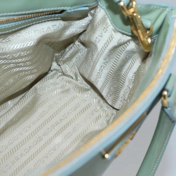 PRADA Galleria Hand Bag Safiano leather 2way Gold Light green Auth 133778 - Picture 12 of 16